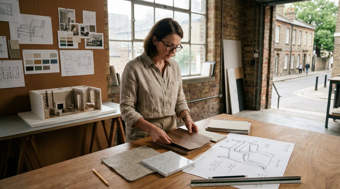 How Interior Designers Present Materials and Furniture with AI